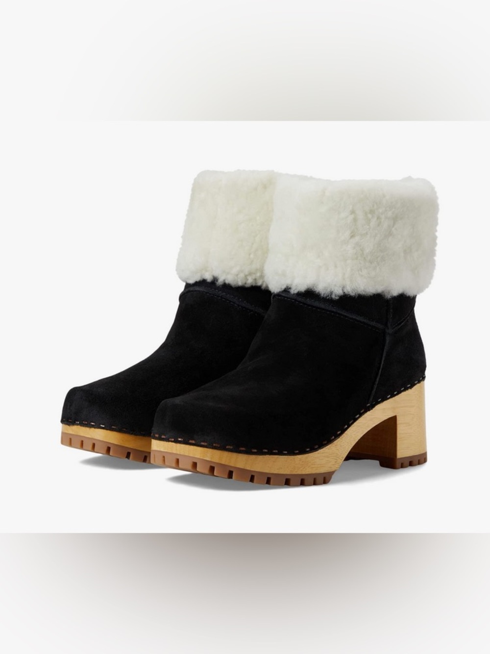 NEW MIA JILDIE SHEEP FUR SUEDE CLOG BOOTS IN BLACK 7